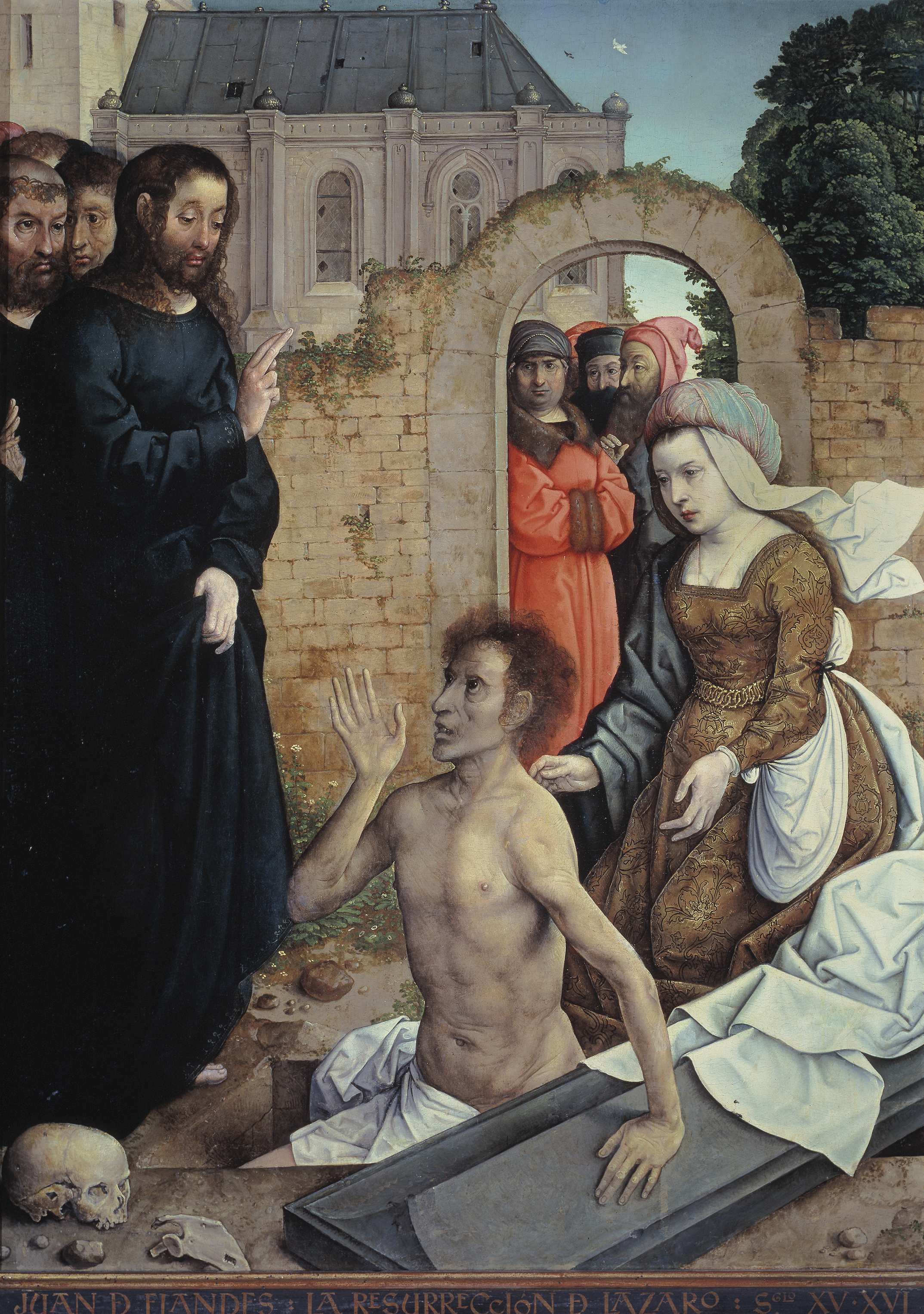 Lázaro saindo de sua tumba, Juan de Flandres, 1500
